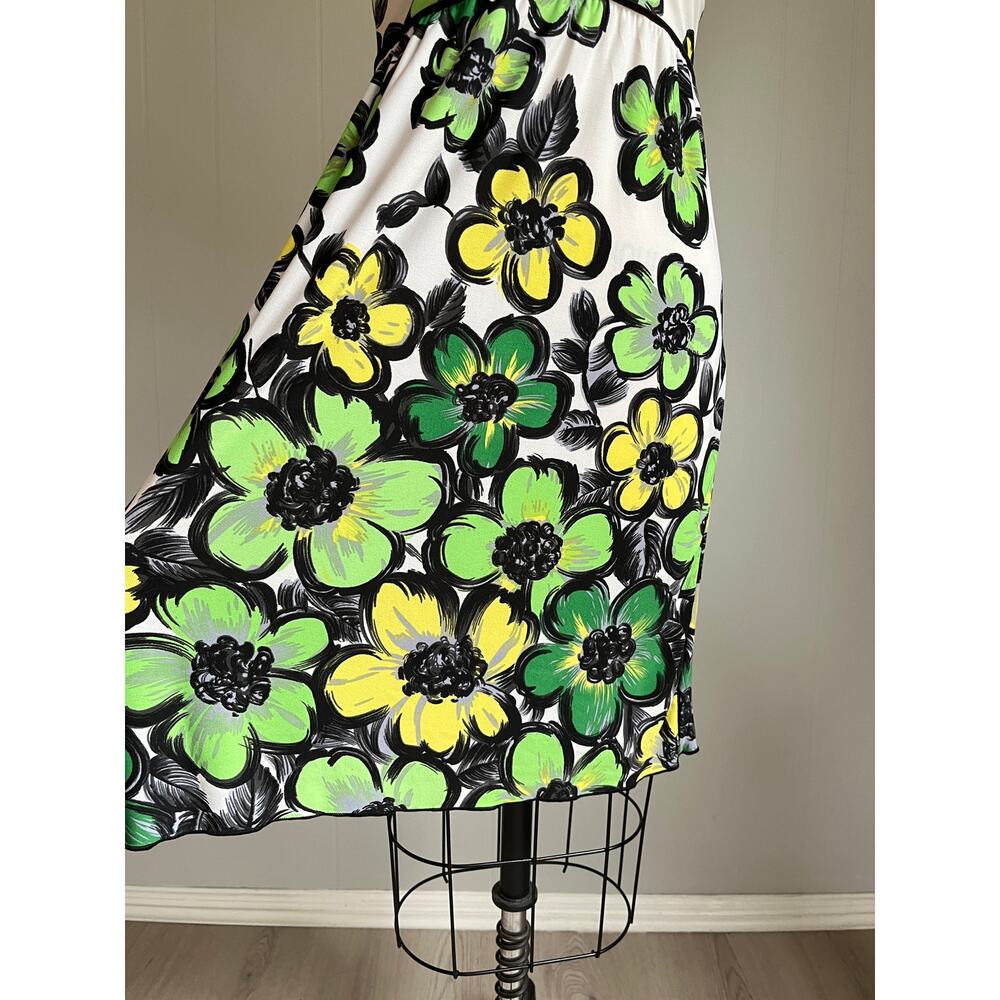 Vintage Y2K Stretchy Floral Dress Small Braided Spaghetti‎ Straps Cocktail - Picture 4 of 15